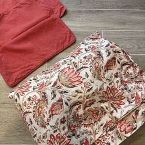 Pottery Barn Red and Cream Paisley Duvet Cover